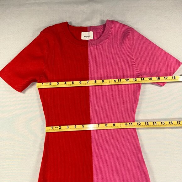 Share Andree by Unit Pink and Red Color Block Dress Bodycon Ribbed Size Small - Picture 7 of 10